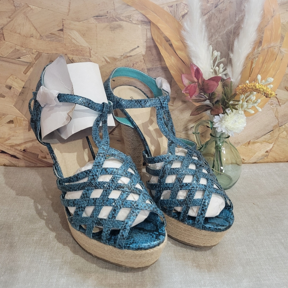 mark. Teal Woven Wedges